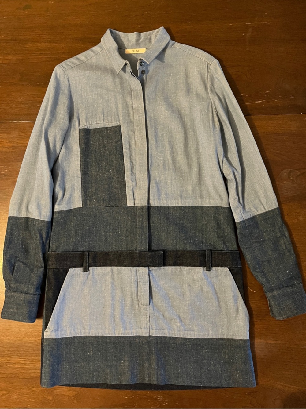 Authentic Céline PARIS Patchwork Denim Shirt Dress 2010s